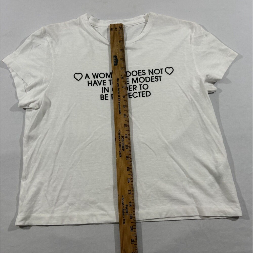 Re/Done x Hanes Shirt Womens Boxy Tee Cotton Crop White Crew Feminist Sz M USA - Picture 4 of 9